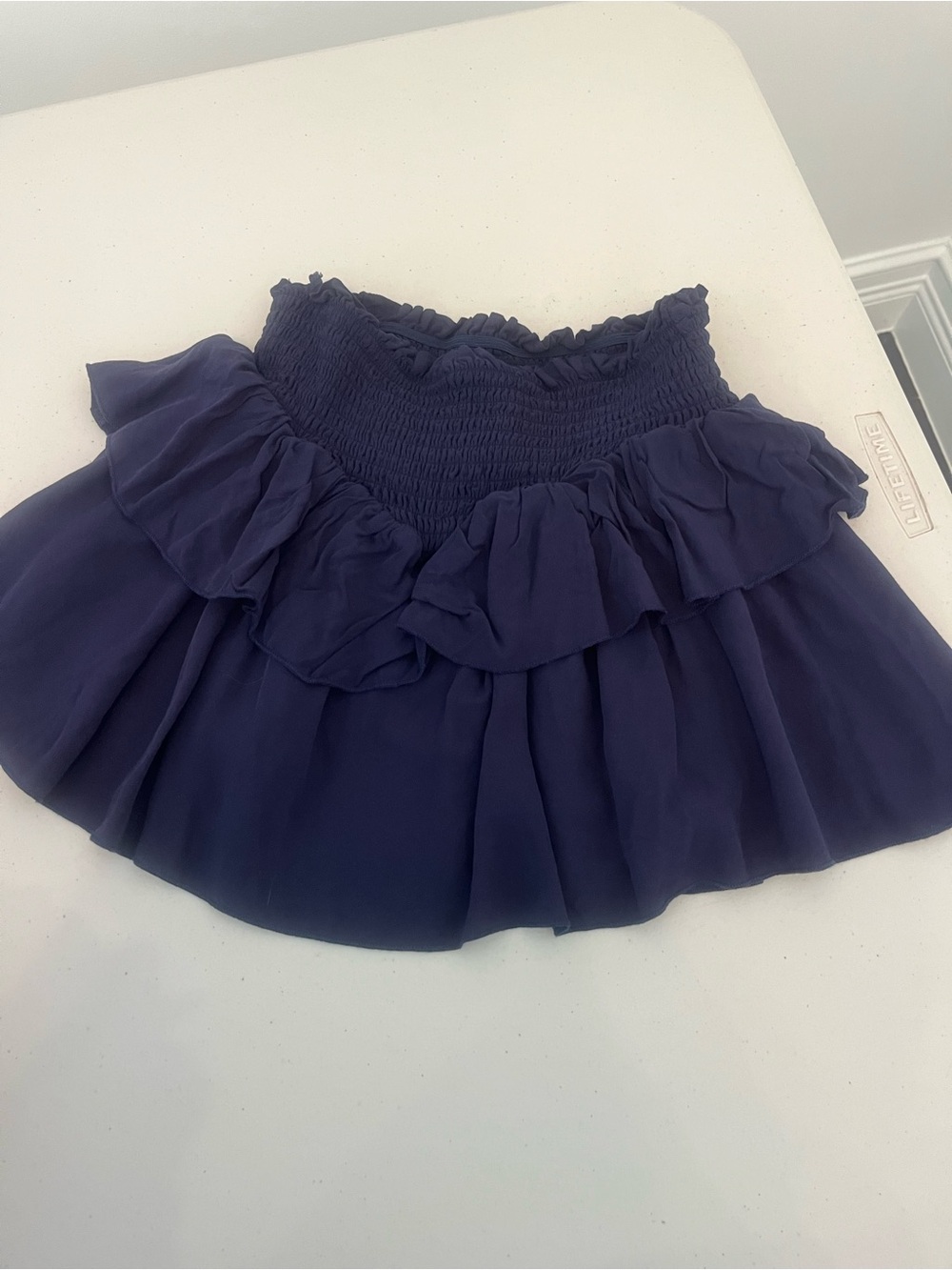 Katie J NYC Navy Tiered Ruffle Mini Skirt